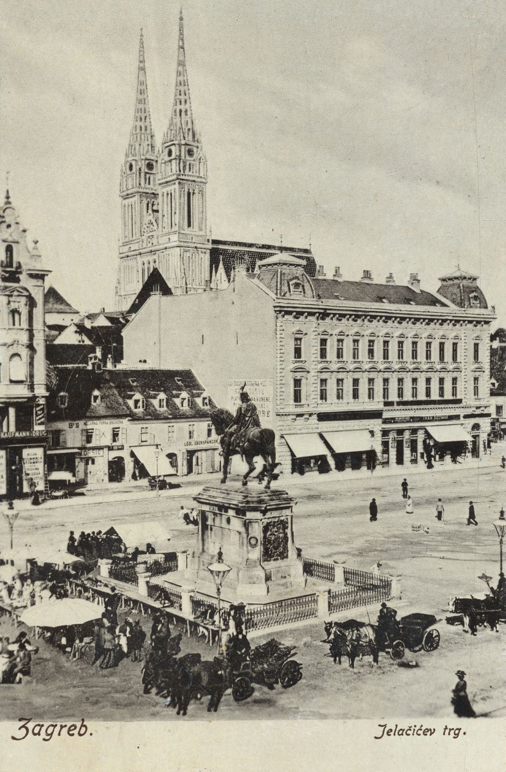 Trg bana Jelačića, oko 1900.-1905. godine